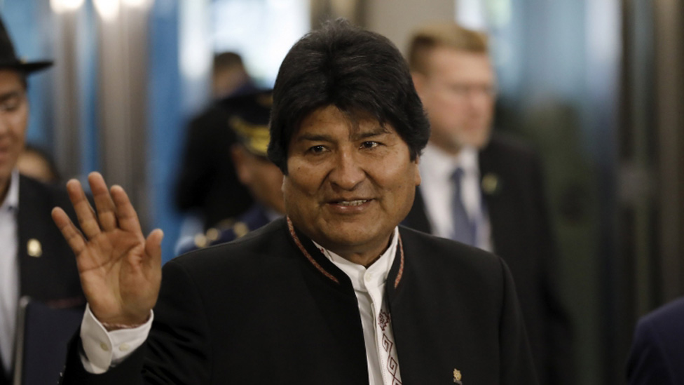 Evo Morales at the  United Nations in New York on 24 September, 2019.