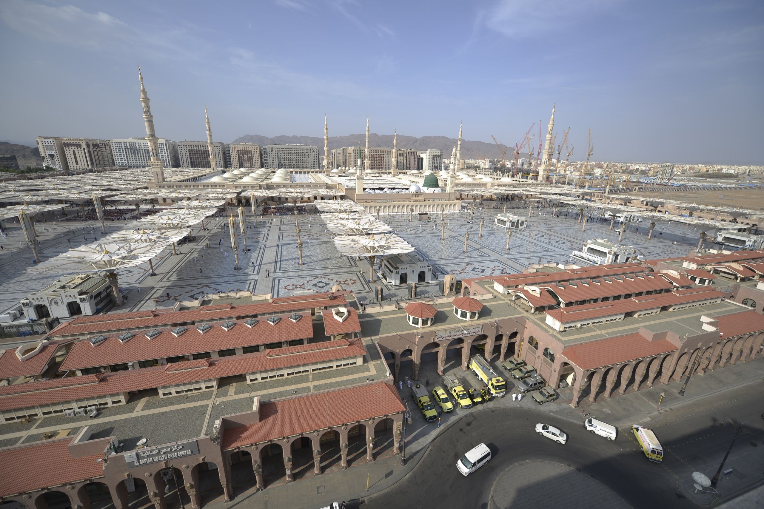 Some buildings surrounding the mosque