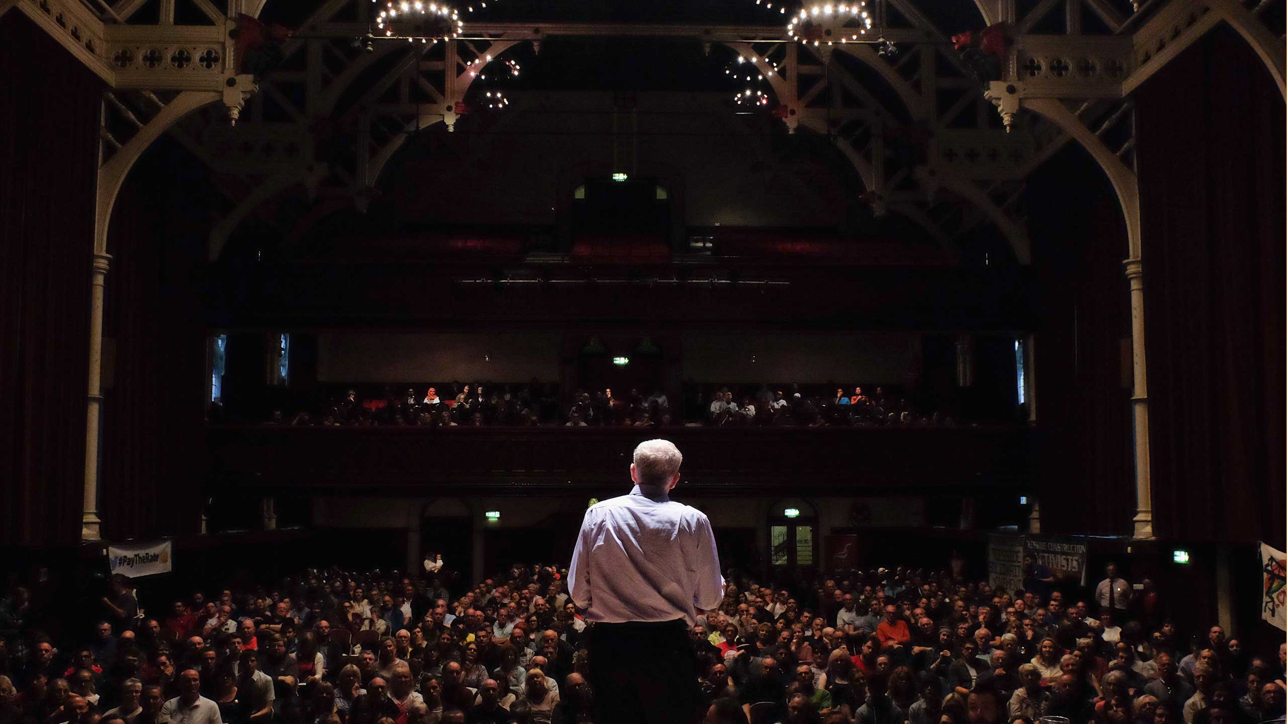 Jeremy Corbyn speaking to supporters in Middlesborough Town Hall during his leadership campaign - 18 August, 2015