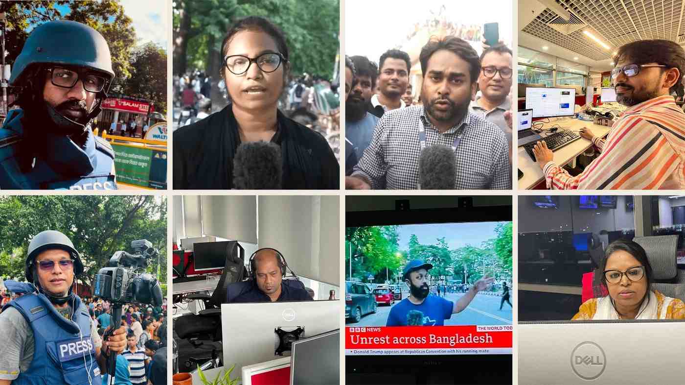 BBC correspondents from each of the centers of the movement—such as Dhaka University, Jatrabari, Rampura-Badda Road, Uttara and Jahangirnagar University—reached the news to the world through regular reports, live broadcasts and videos.