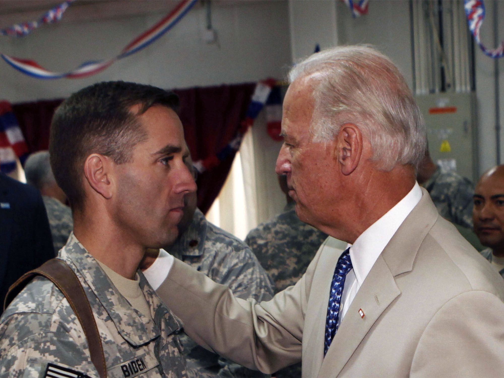 Biden and his son Beau, Camp Victory, Baghdad 2009