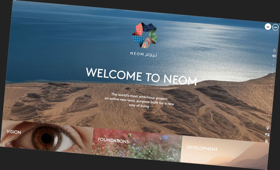 The front page of the official NEOM website