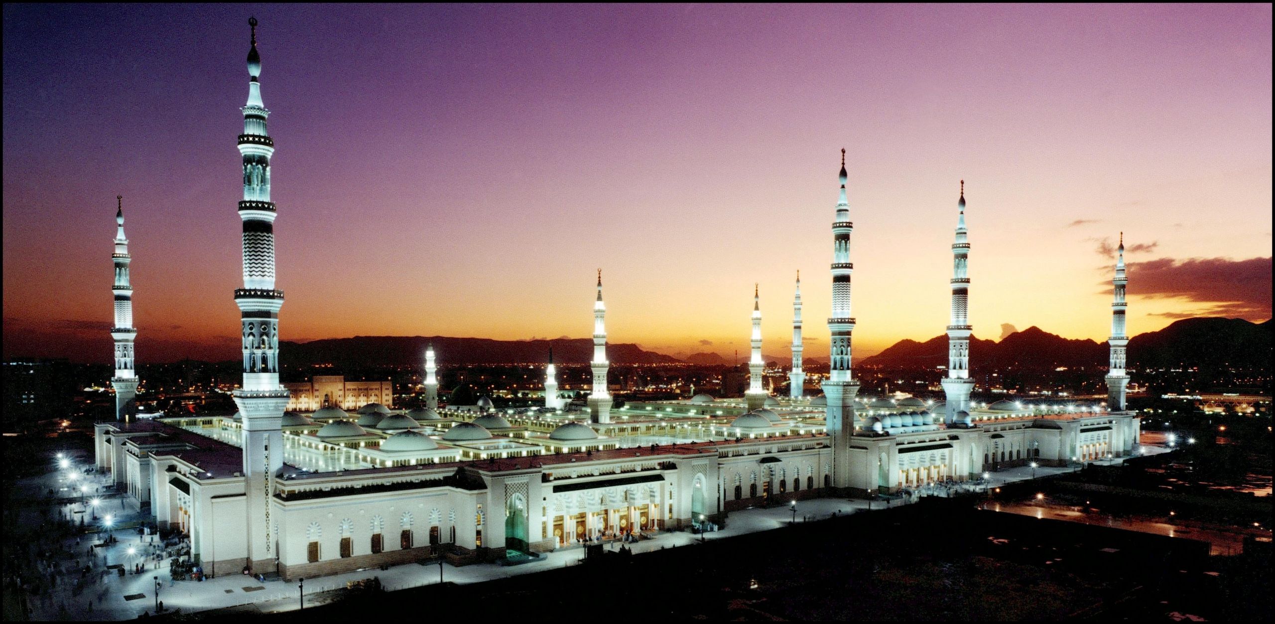 Ariel view of the mosque at sunset