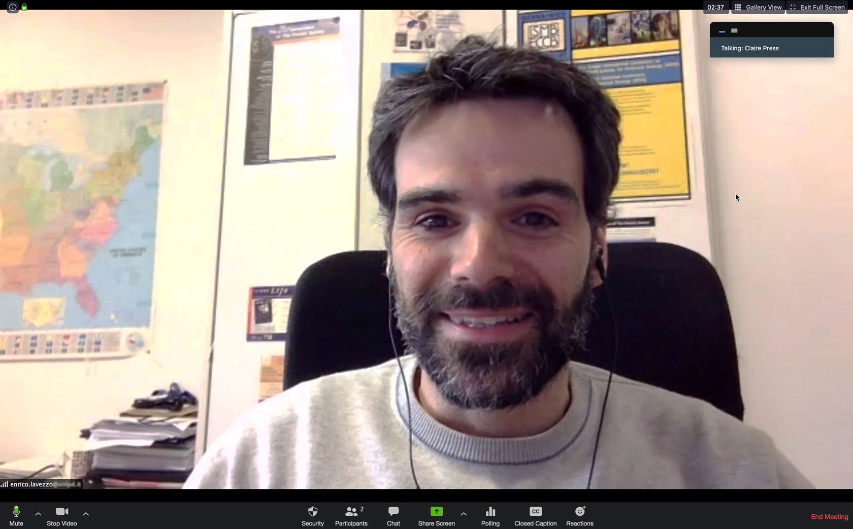 Associate Professor Enrico Lavezzo videoing in from Padua, Italy