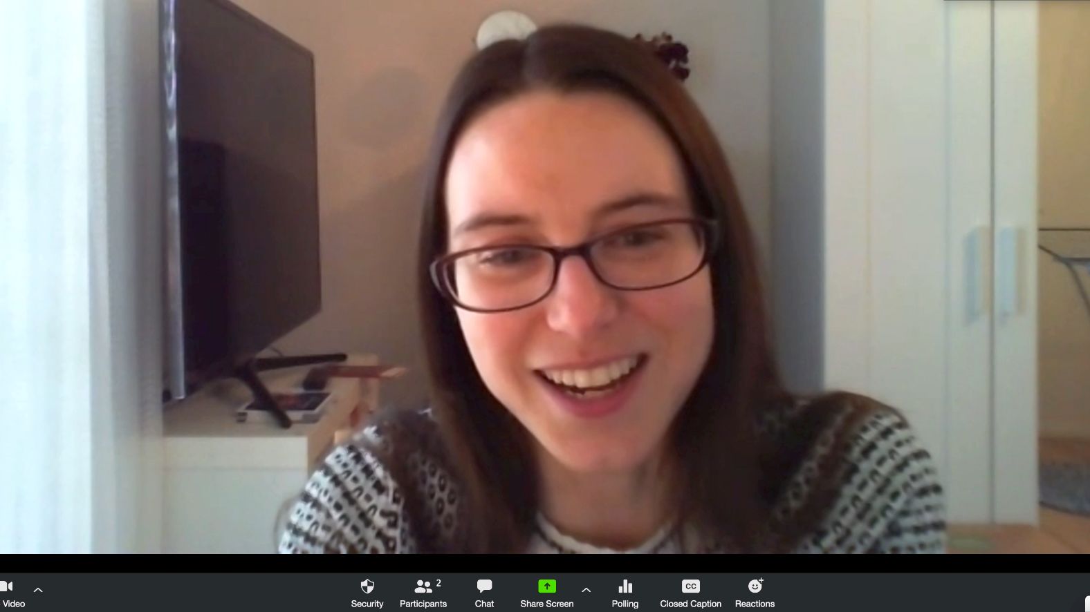 Dr Emma Hodcroft, working from home during lockdown