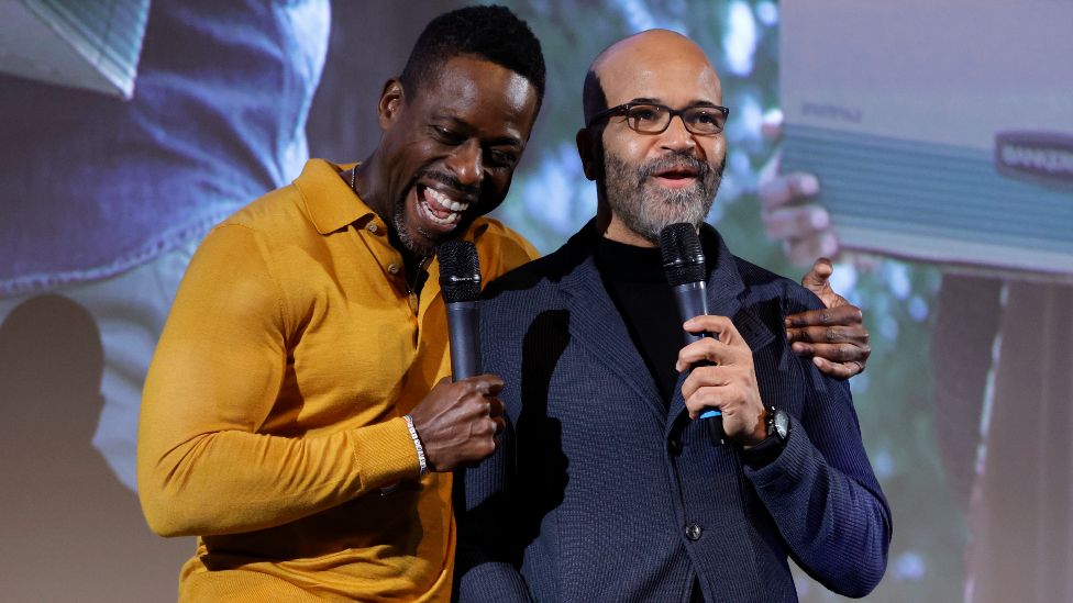 Jeffrey Wright and Sterling K. Brown attend the BFI Screening and Q&A for "American Fiction" on February 03, 2024 in London, England.