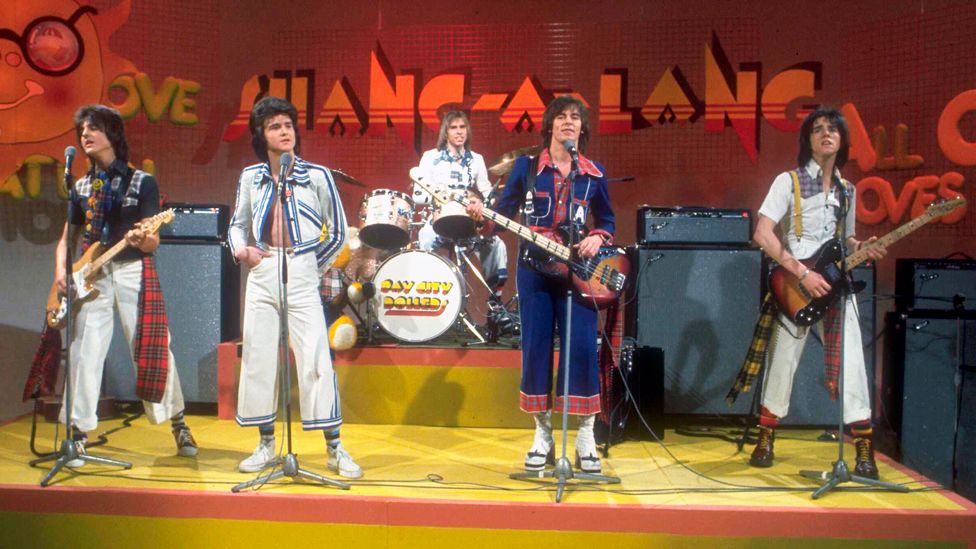Bay City Rollers - Les McKeown (second-left) with Eric Faulkner, Derek Longmuir, Alan Longmuir and Stuart Wood