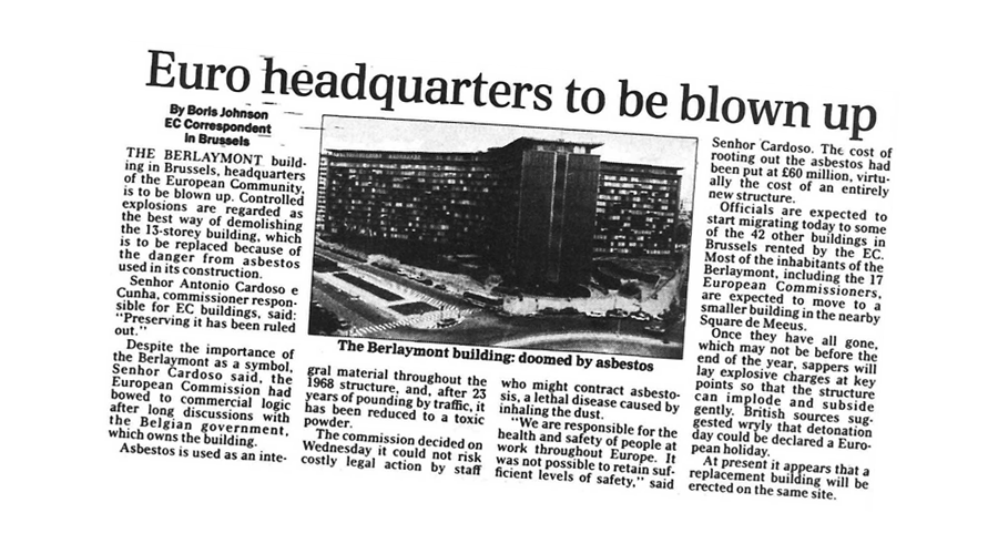 Telegraph headline from 1991: Euro headquarters to be blown up