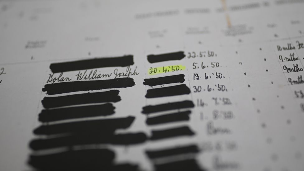 List of names, blanked out, leaving the details on the death of William Joseph.