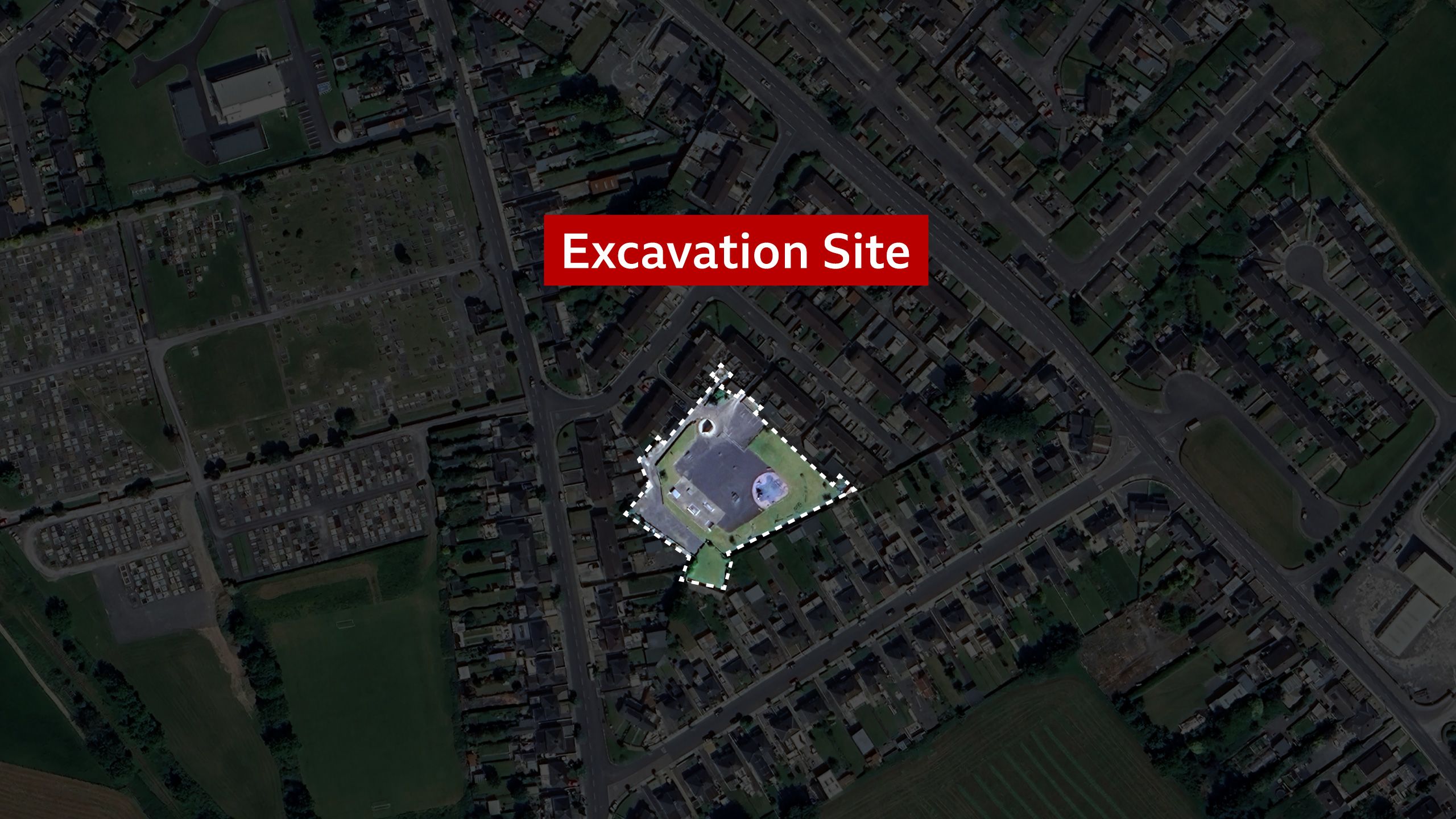 The excavation site in detail from above.