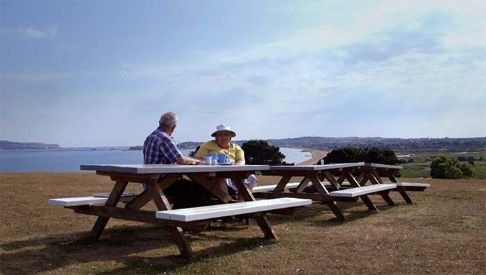 Alan and Val near the sea