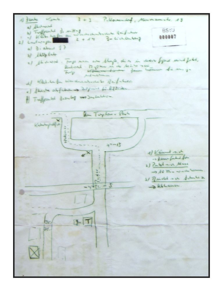 Map acquired by Siegfried Uhse showing the plan for the first tunnel