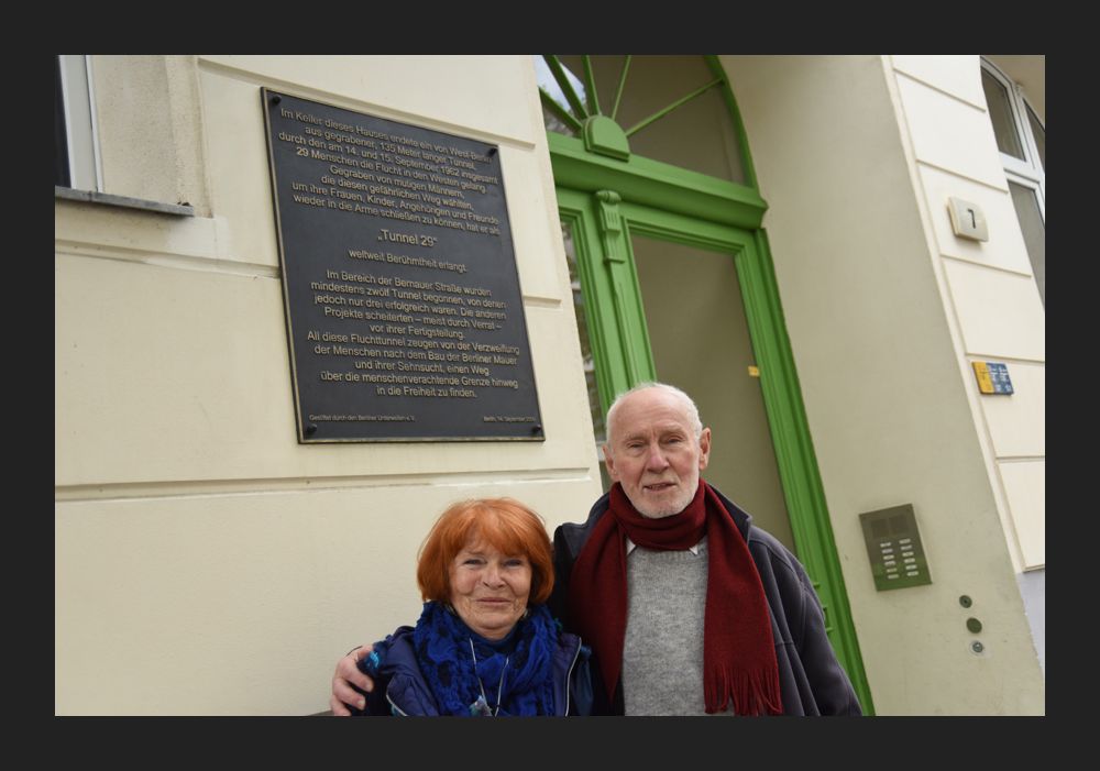 Joachim and Eveline Rudolph standing outside the flat which the tunnel came out under