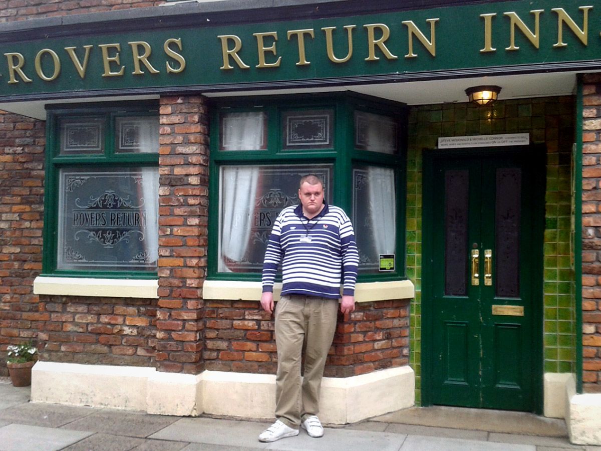 Mark on a visit to the set of Coronation Street