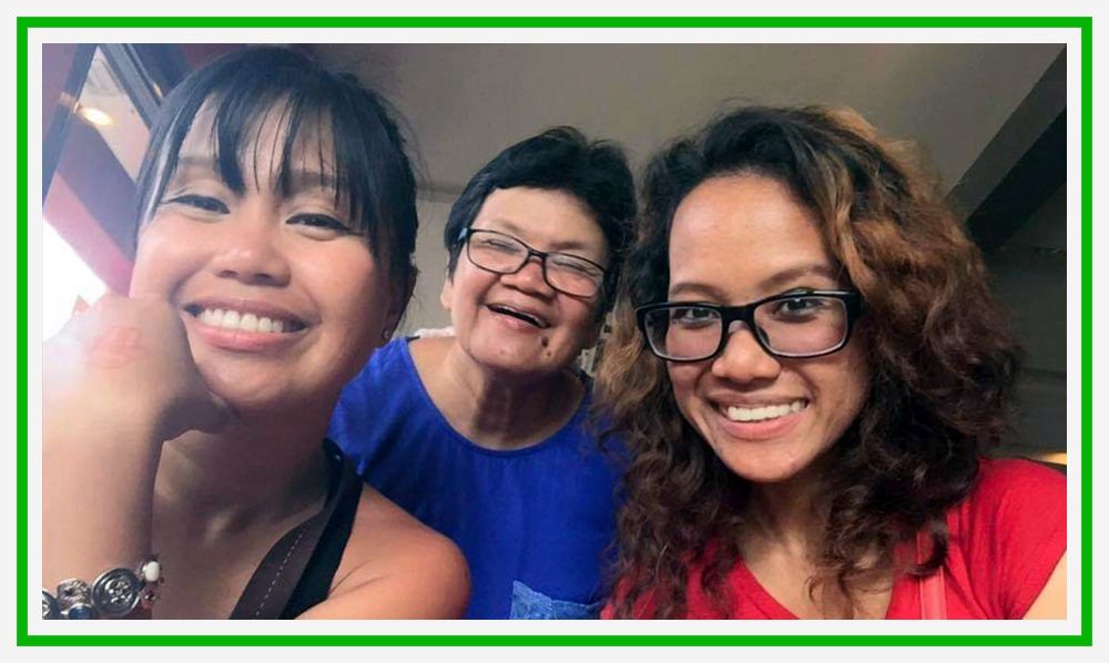 Nieva, left, with her mother and sister