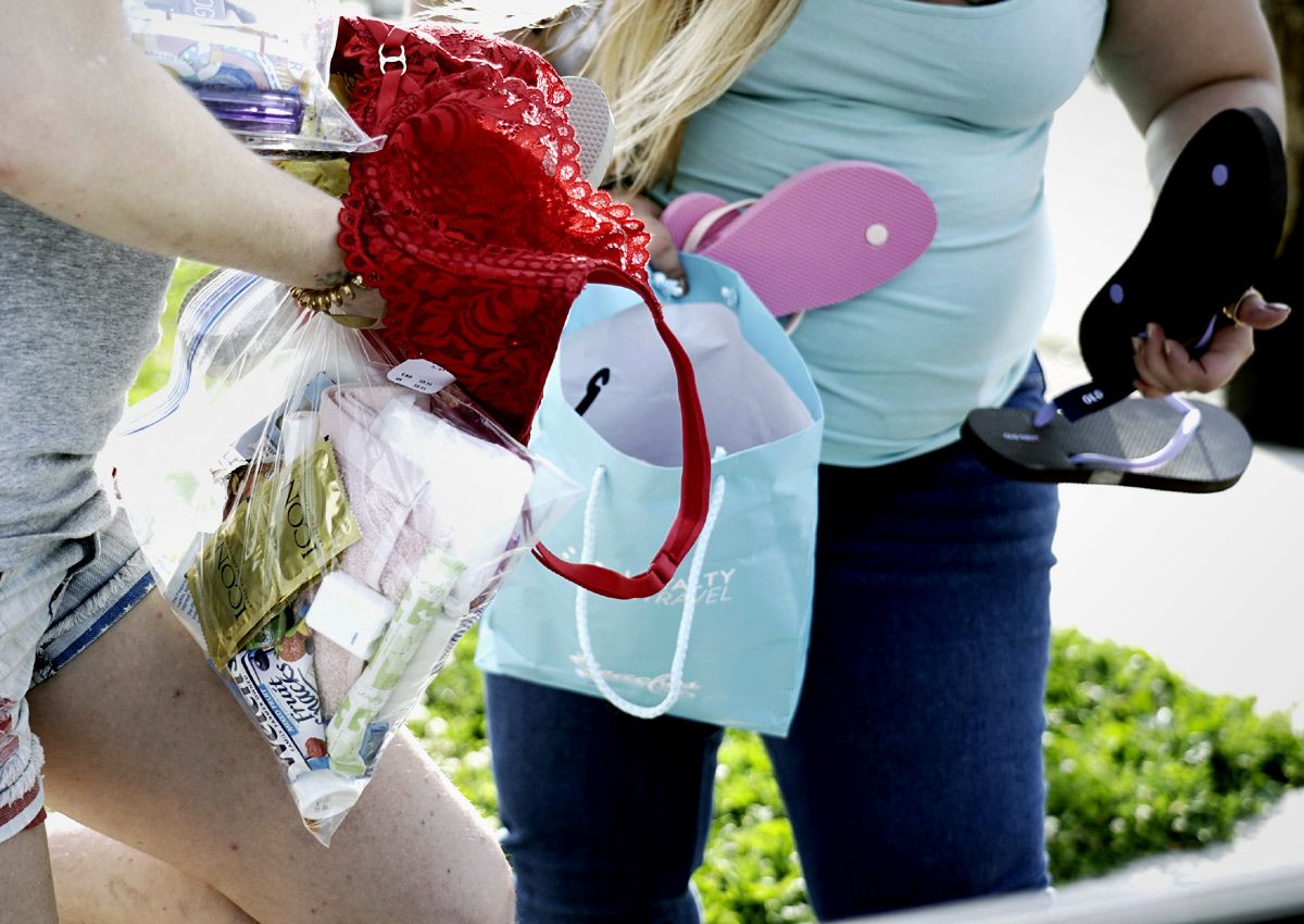 Women receive care packages from volunteers