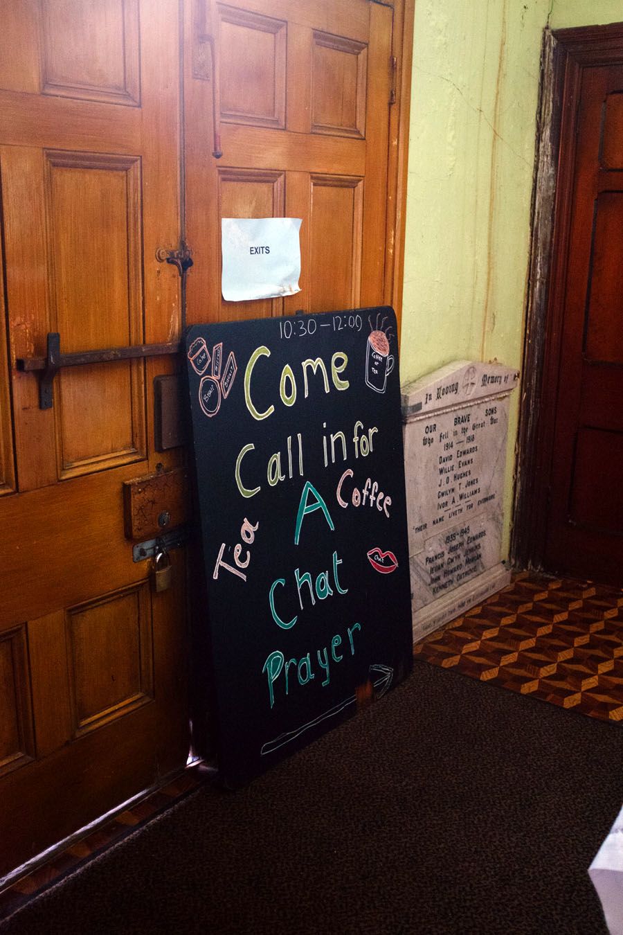 Welcome sign for a coffee morning
