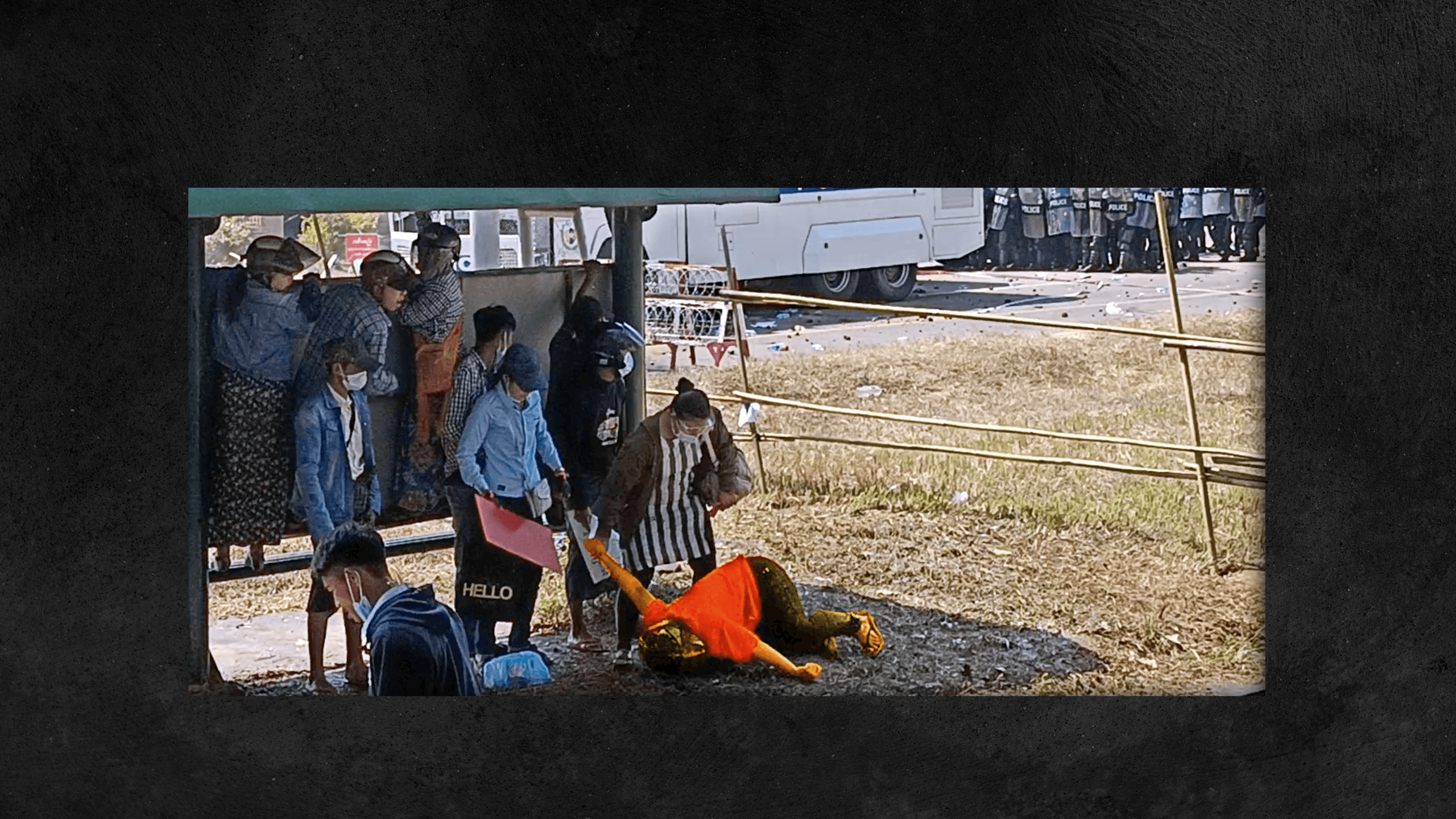 Captured on video: Mya Thwe Thwe Khaing is shot and falls