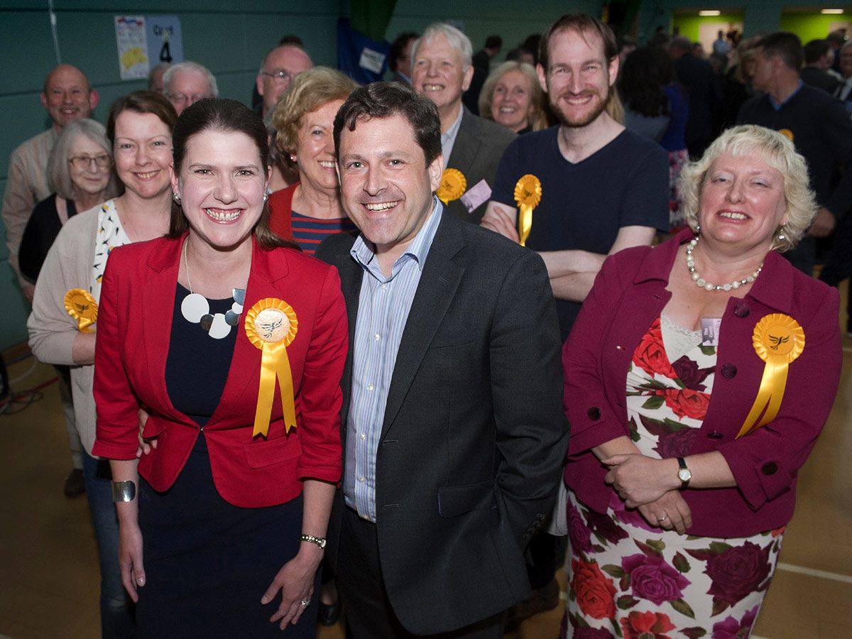 Jo Swinson with husband Duncan Hames on election night 2017