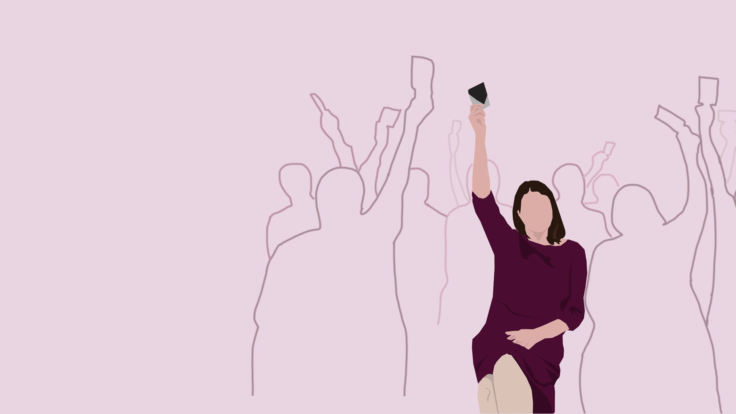 Jo Swinson voting at the Lib Dem conference 2019 - illustration