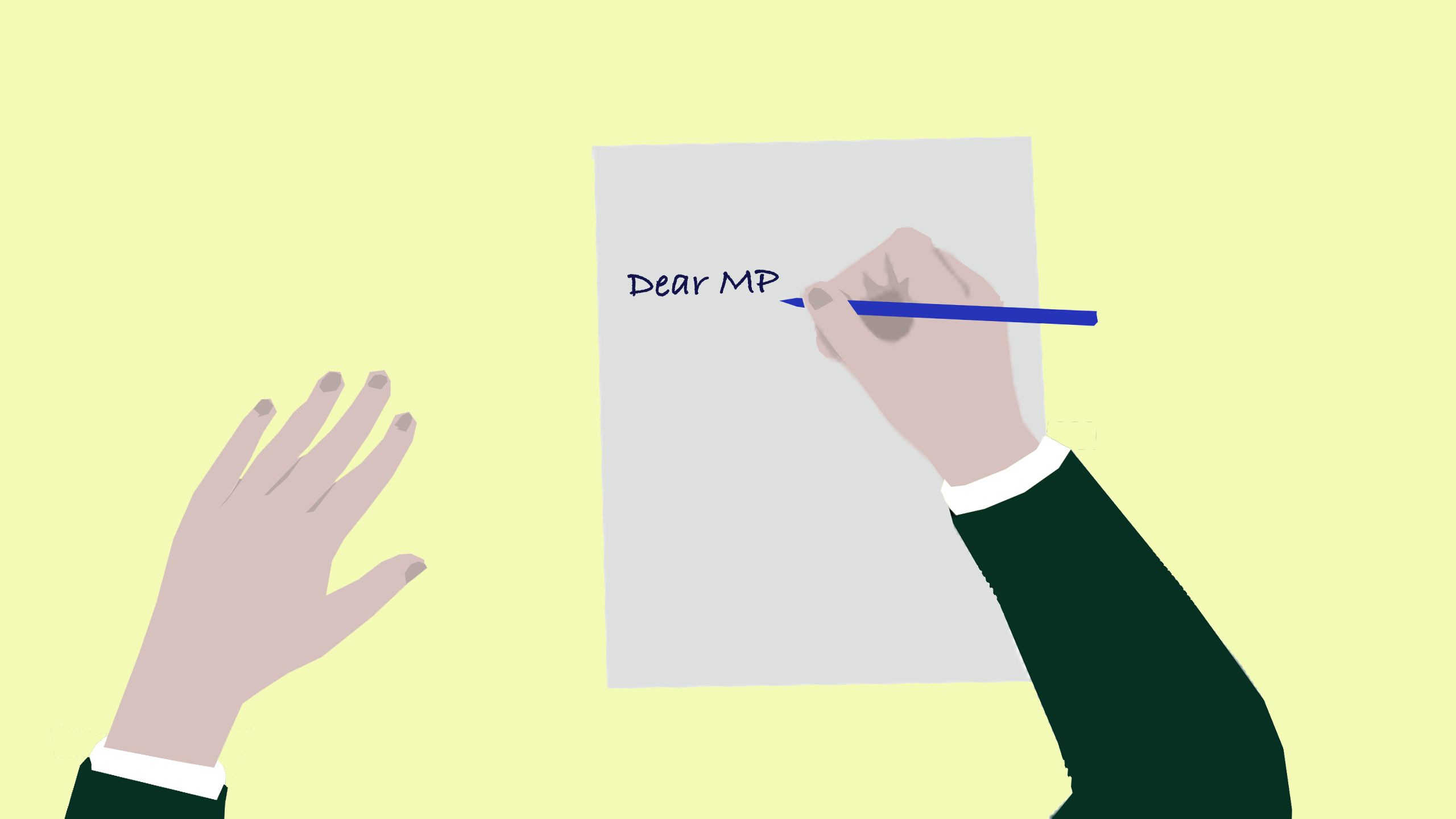 Illustration of someone writing to an MP