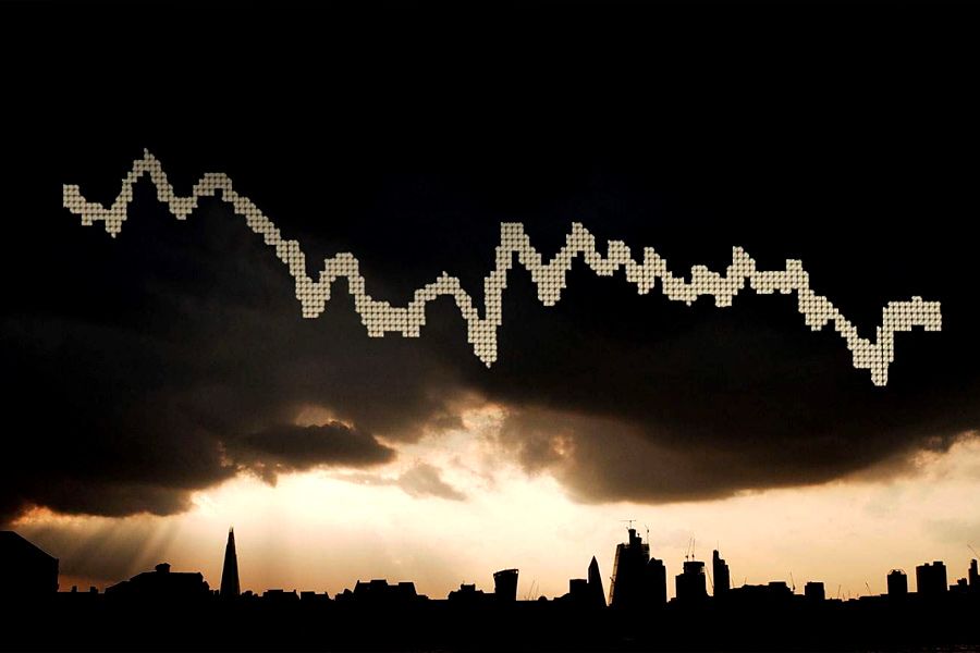London skyline - stormy clouds and sun