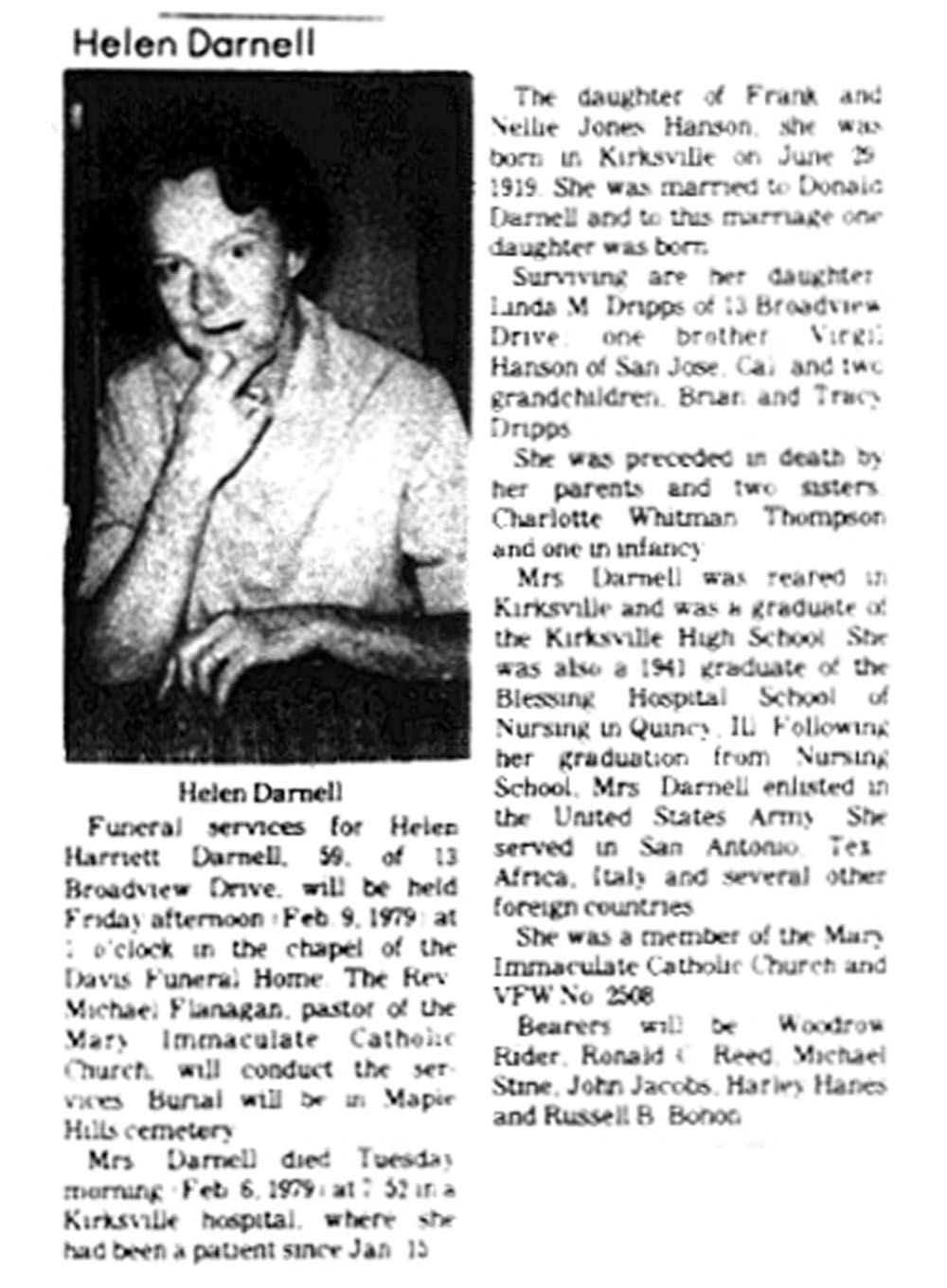 Helen Darnell obituary