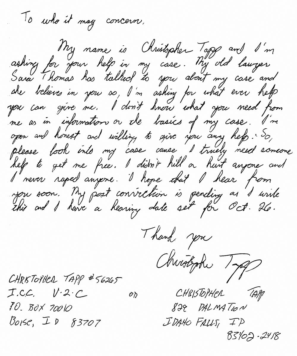 Chris Tapp's letter