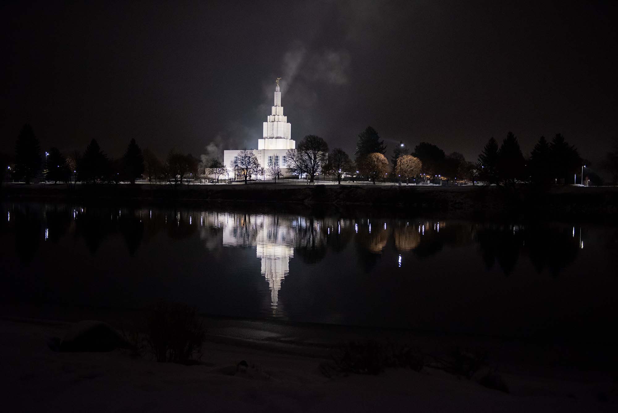 Idaho Falls at night