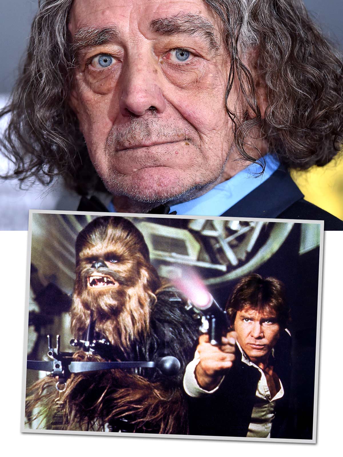 Peter Mayhew - and as Chewbacca with Harrison Ford as Hans Solo