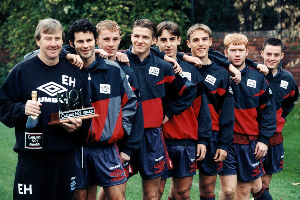 Eric Harrison with Man Utd's class of 92