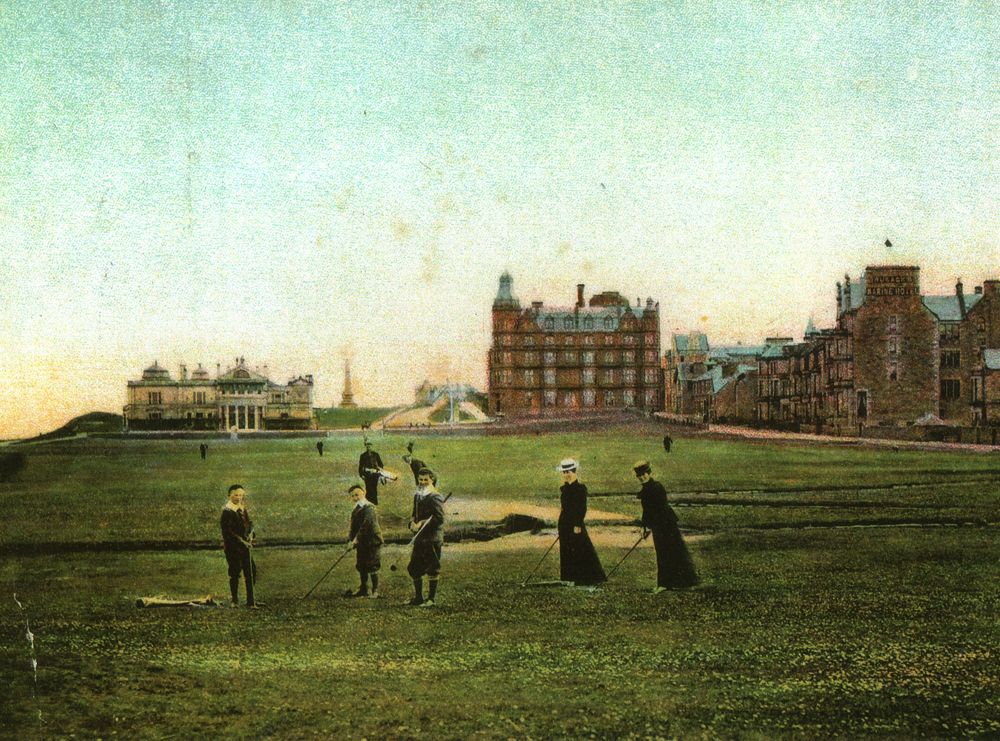 Women and childrenplaying golf at the historic course in the late 19th Century