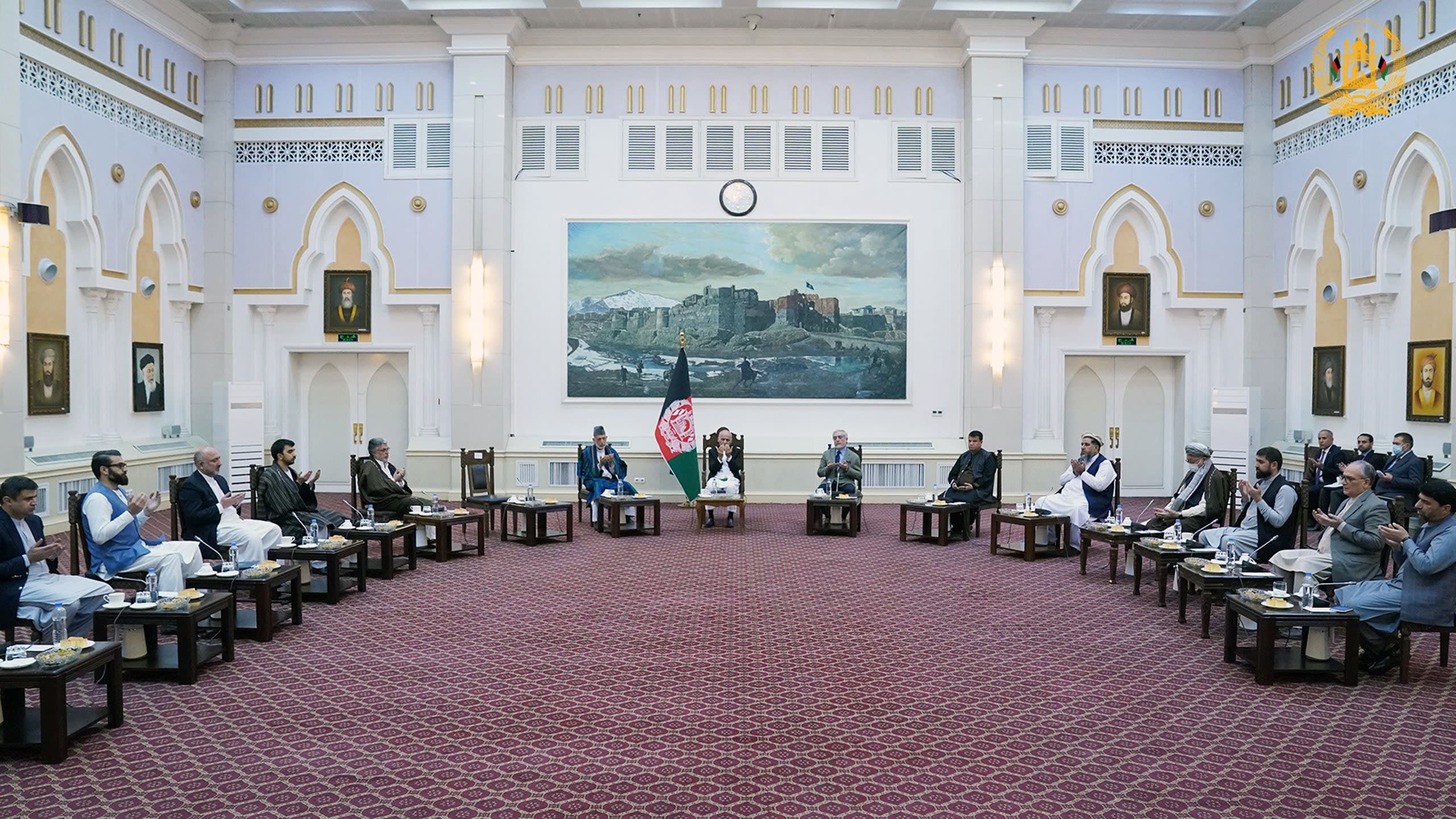 Former President Ashraf Ghani meeting Political and Jihadi leaders at the Presidential Palace, Aug 14 2021, afternoon