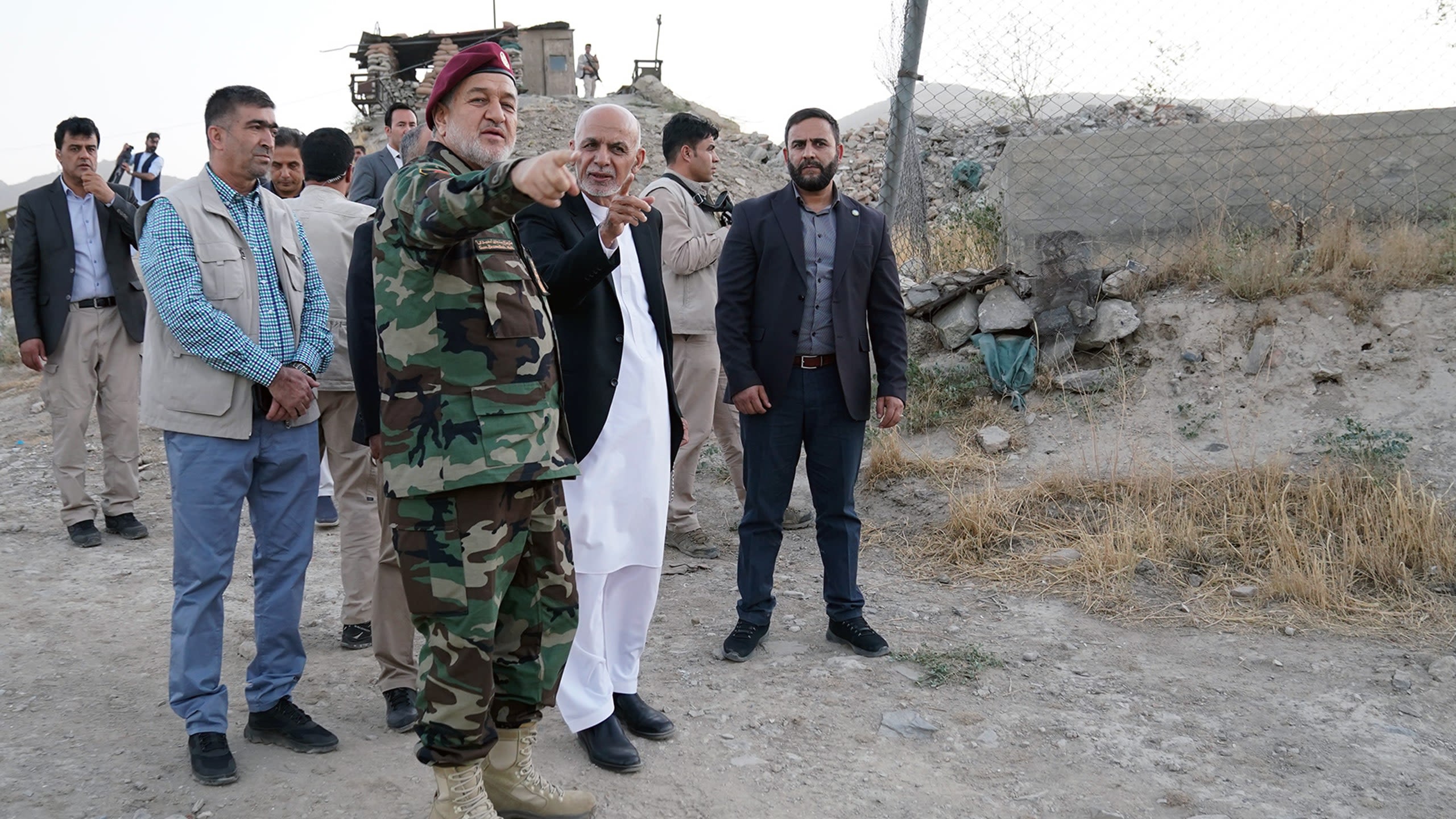 Former President Ashraf Ghani and security officials at Bala Hissar, Aug 13 2021