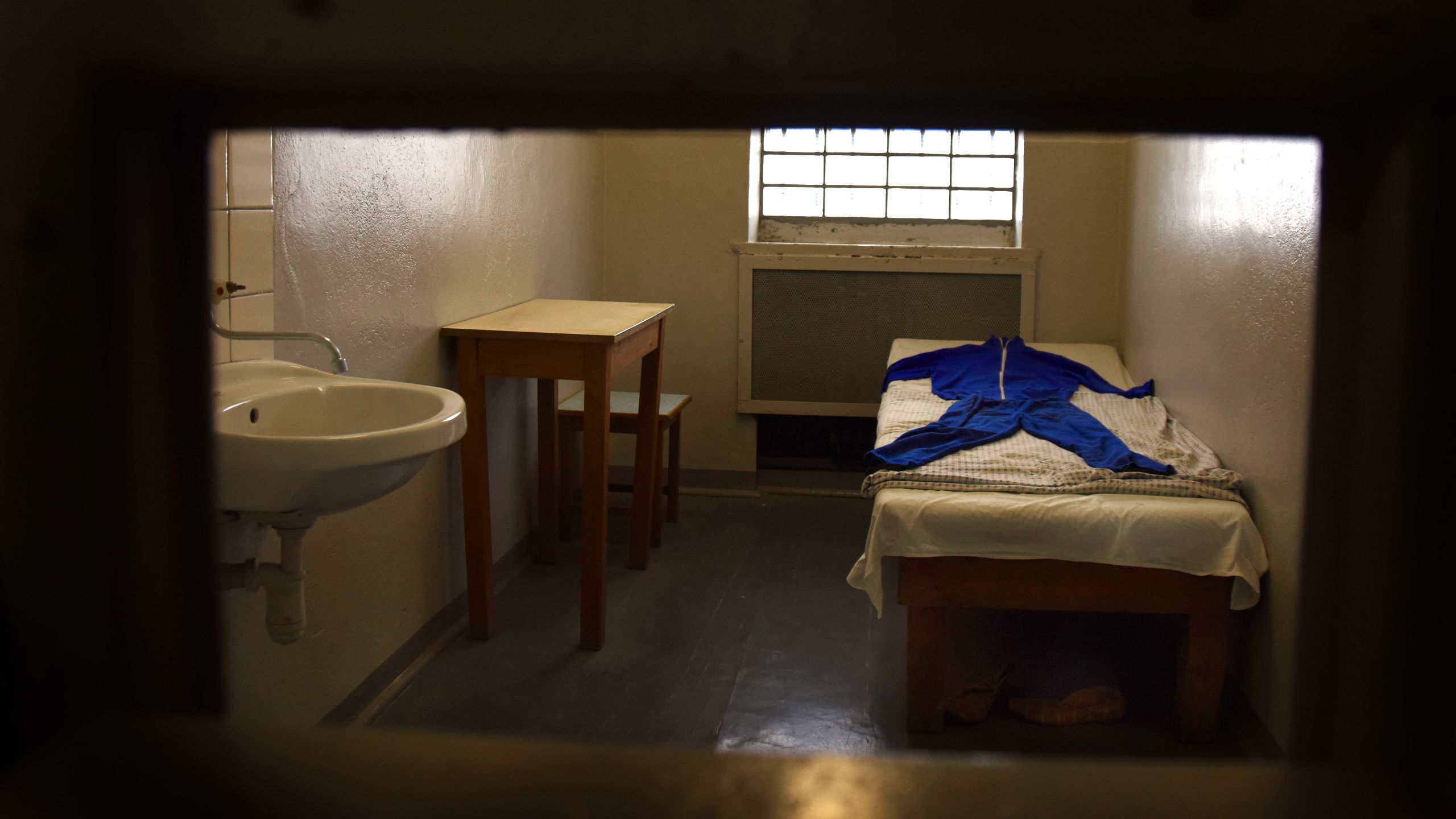 A cell at the main political prison of the former East German Communist Ministry of State Security, the Stasi.