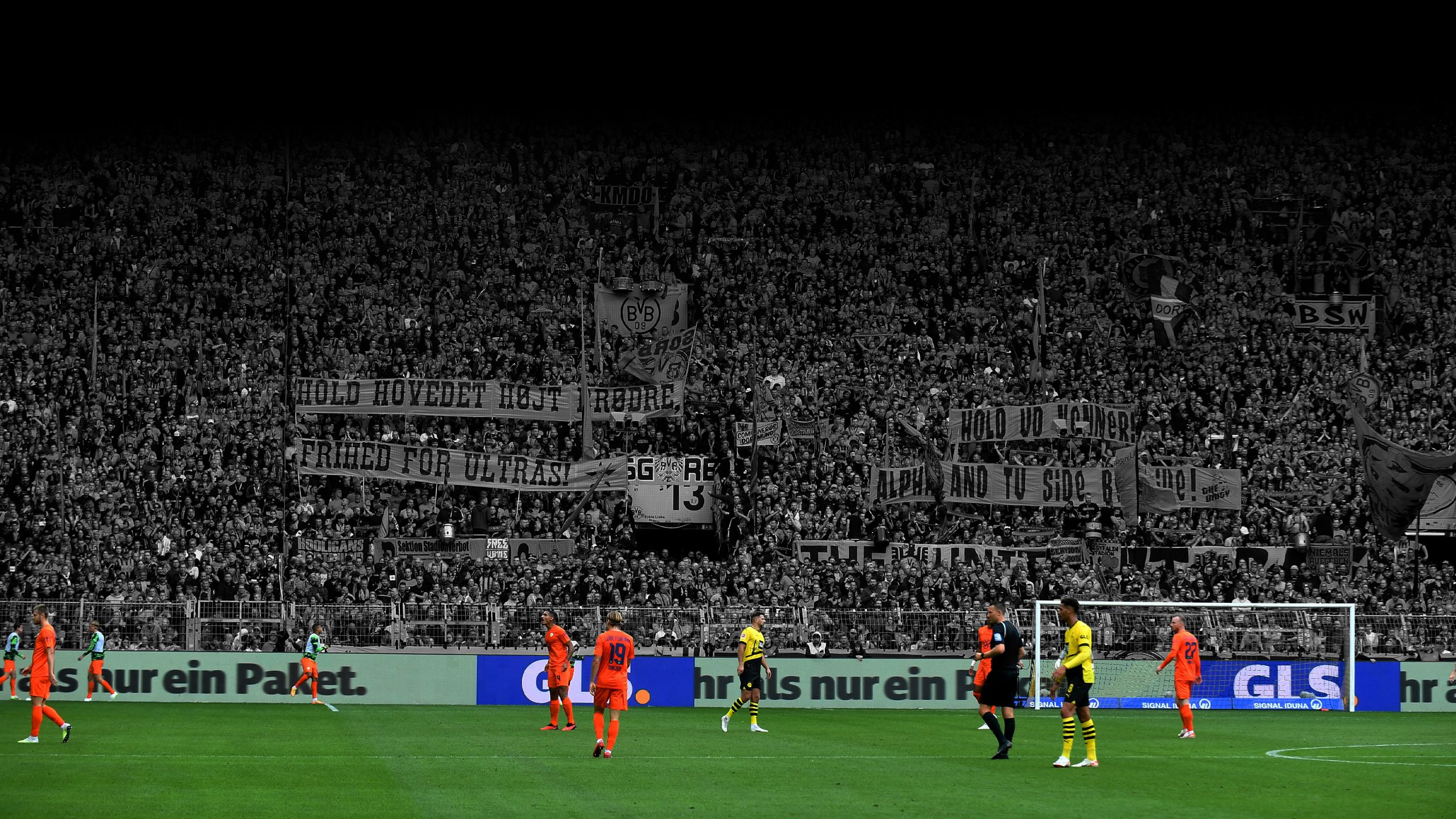 A shot of the famed "Yellow Wall" inside Dortmund stadium