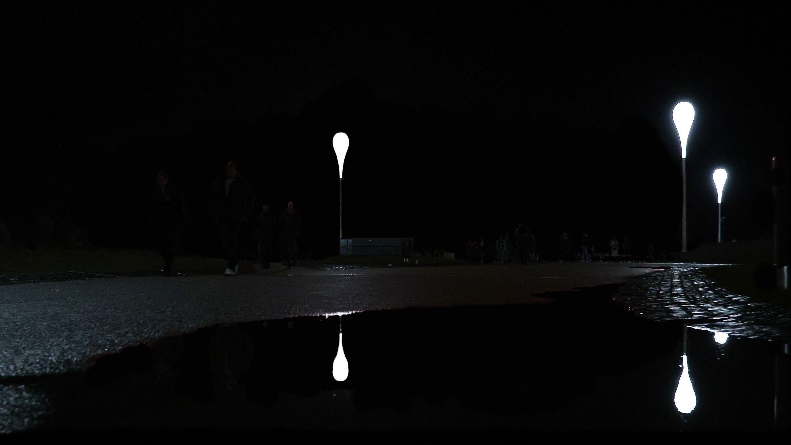 Street lighting at the site of the stadium in Munich