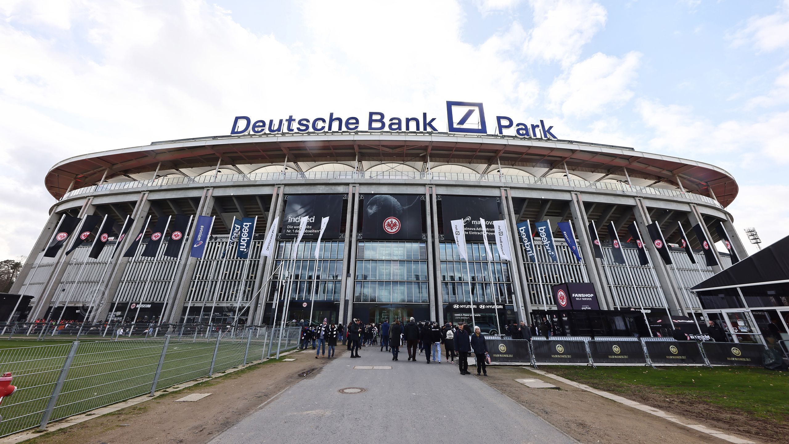 An exterior view of Frankfurt Arena during the day