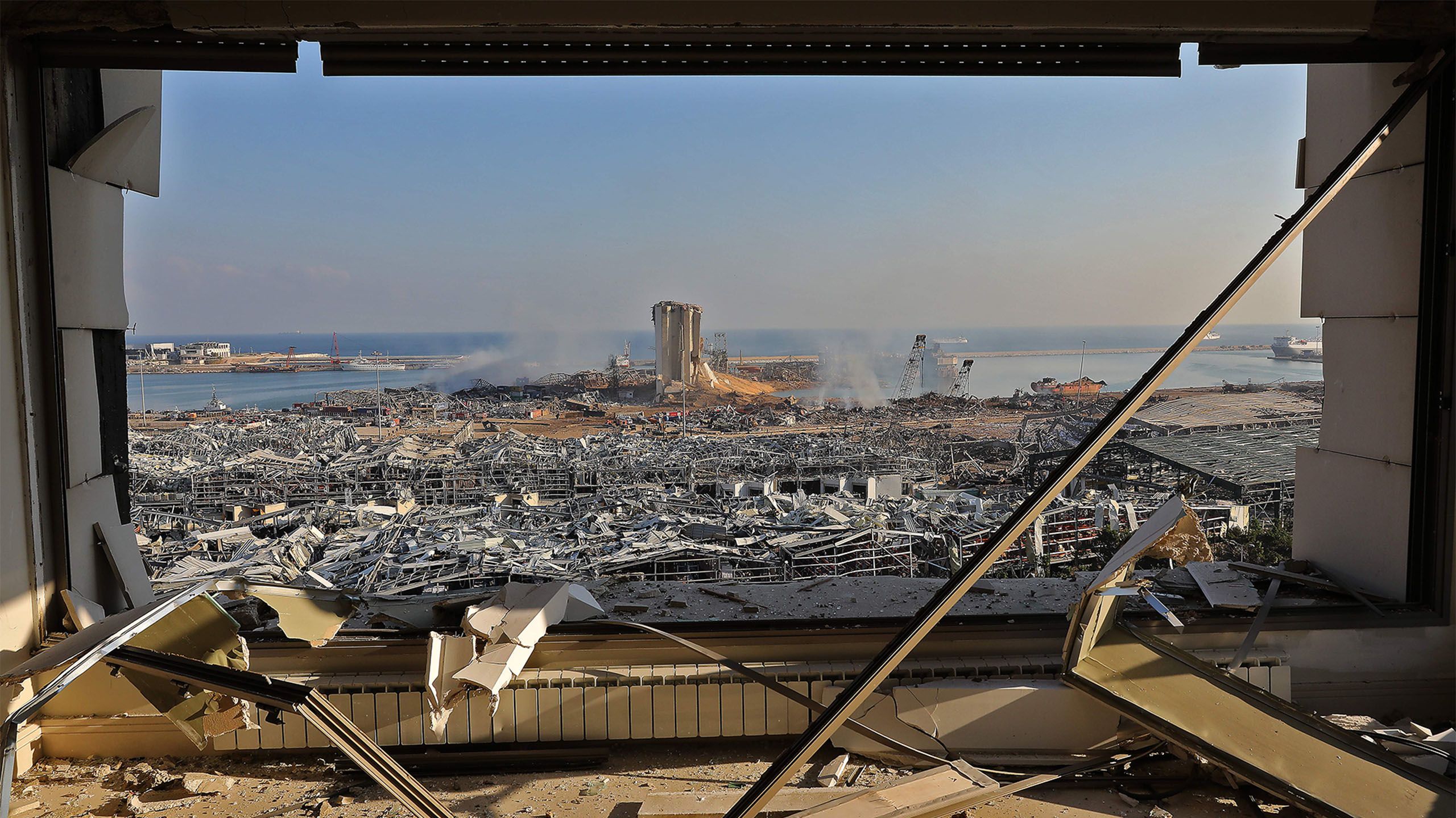 The aftermath of blast at the port of Lebanon's capital Beirut