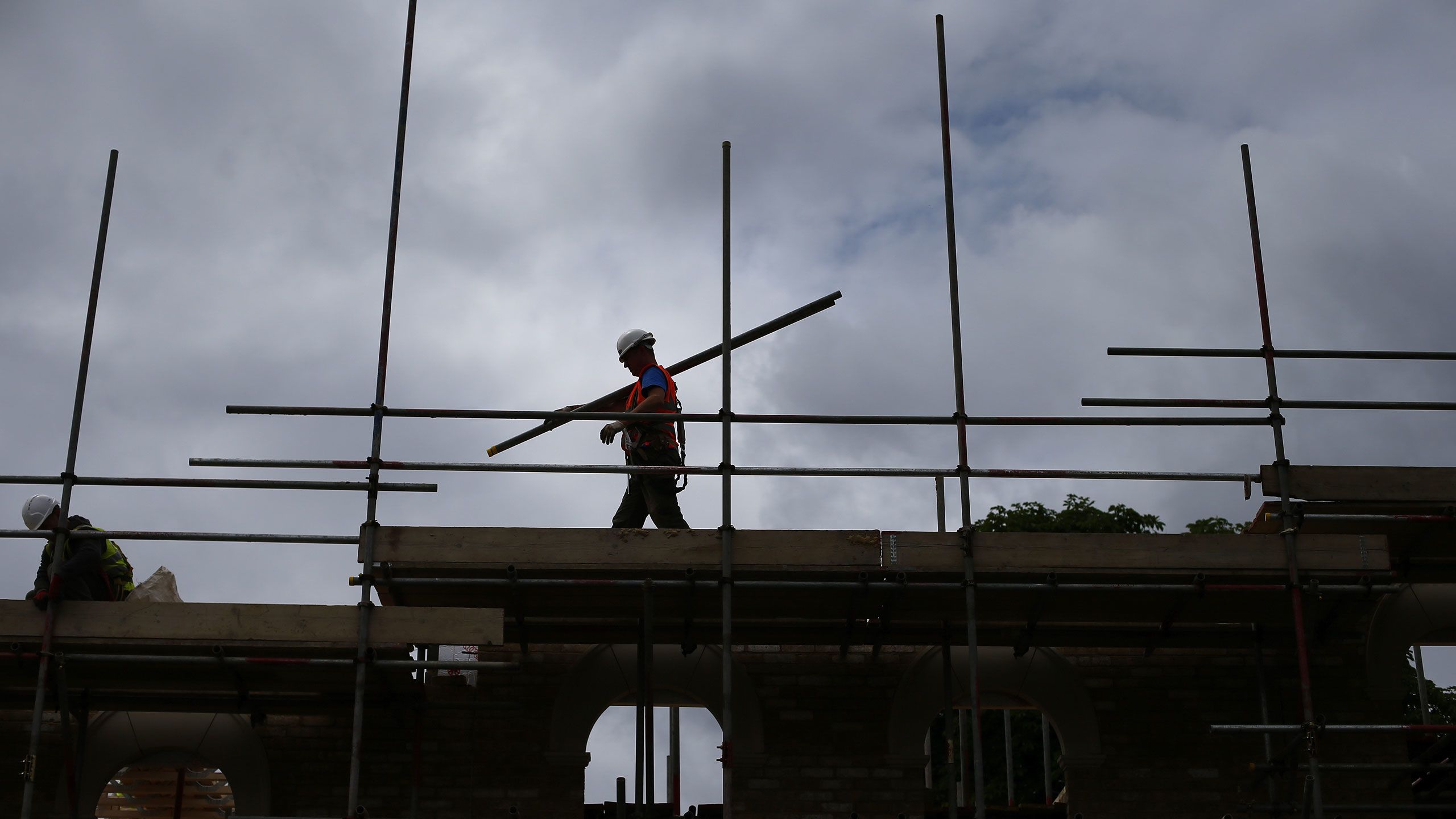 Builder on construction site