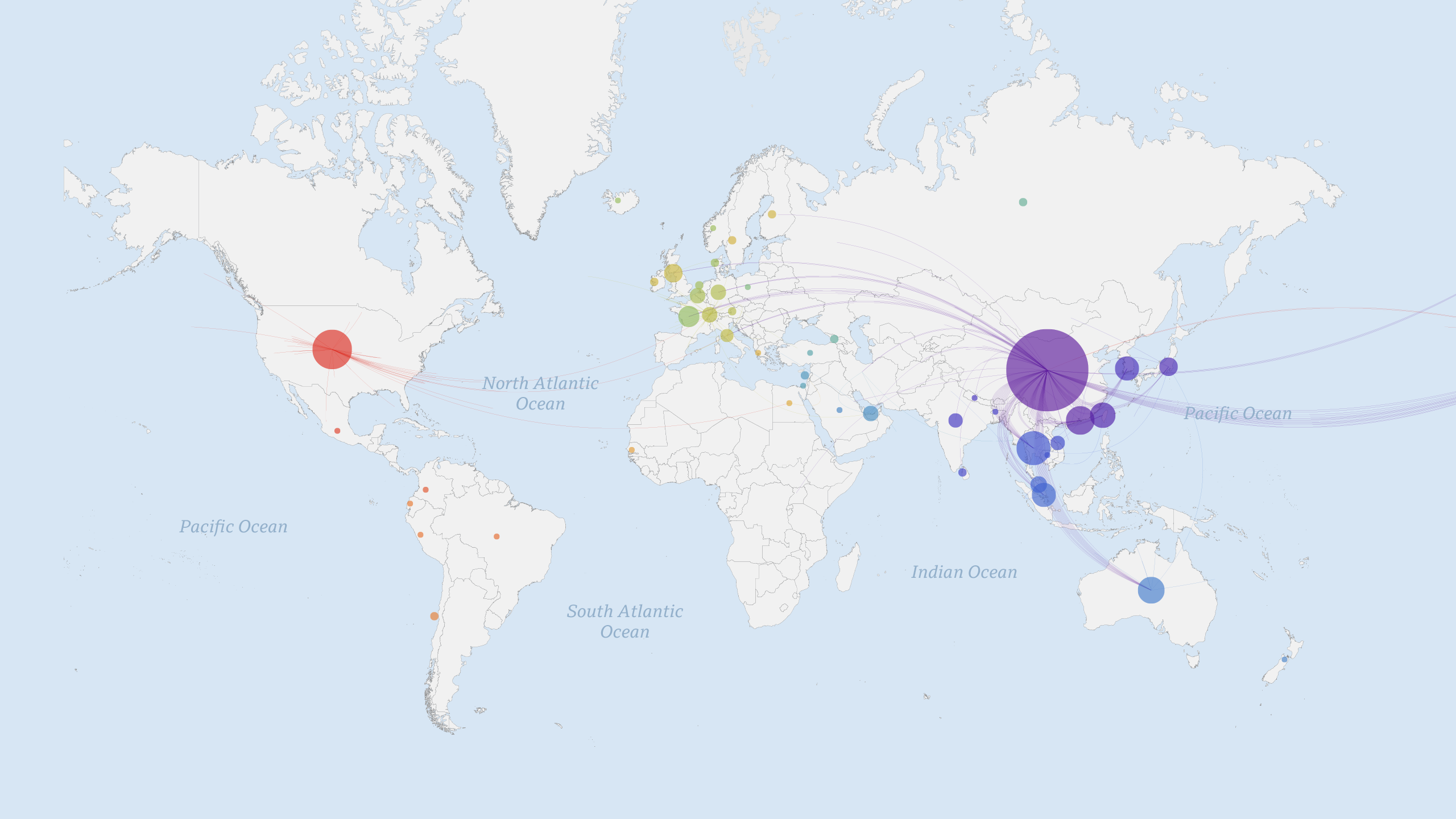 A map of several hundred mutating covid-19 genomes, samples on 31 January