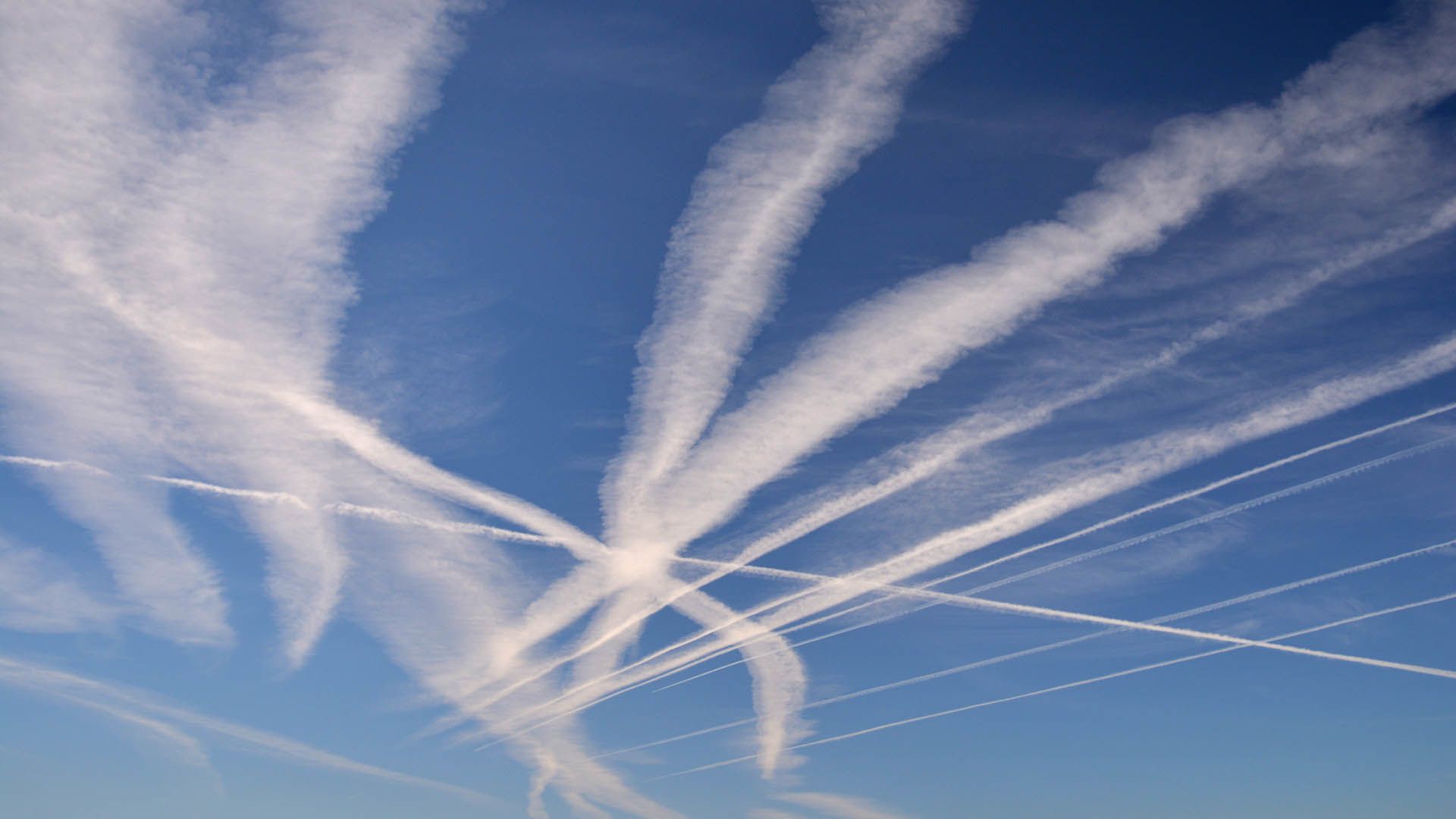 Aeroplane trails in sky