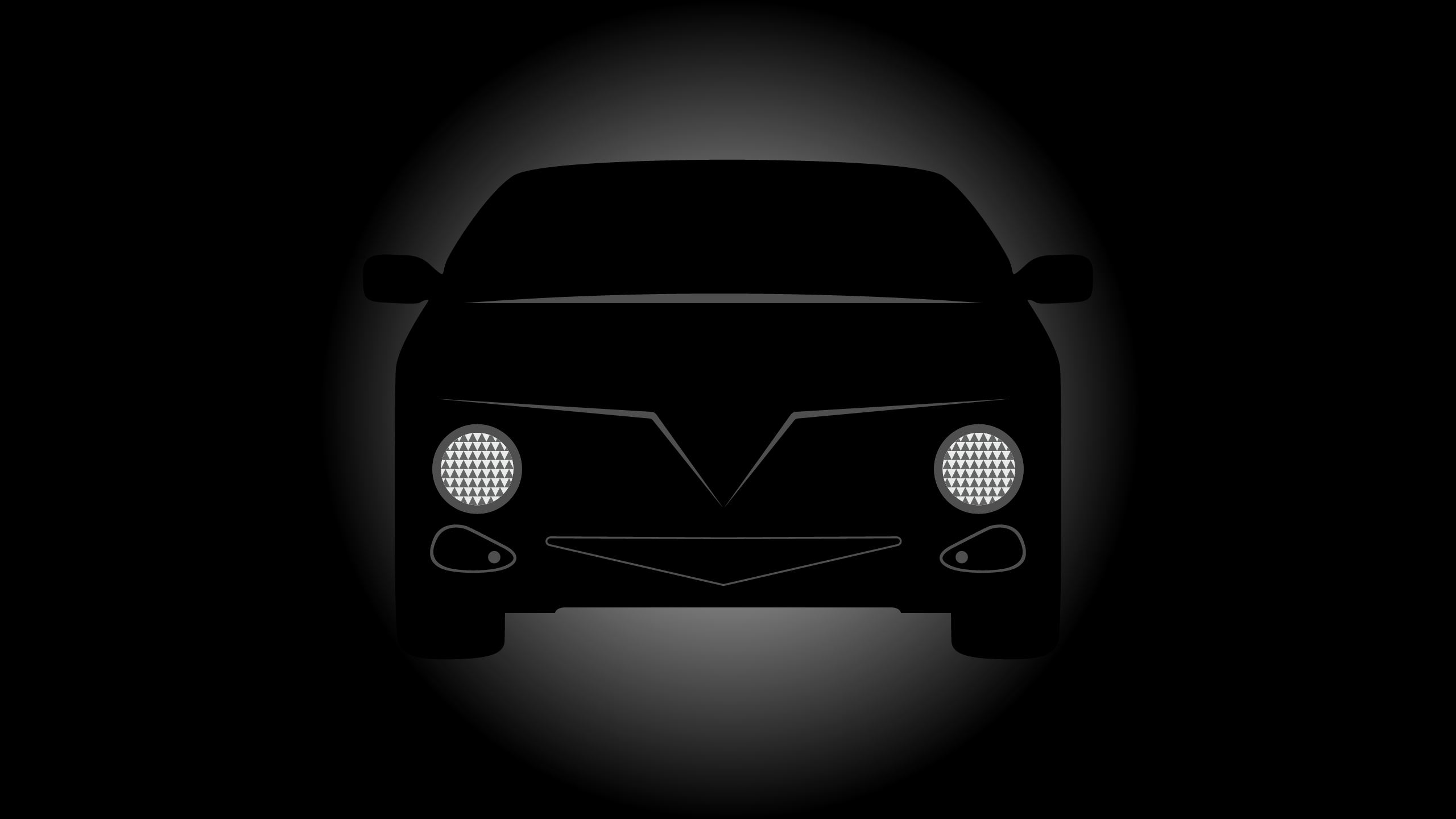 Obrisi tamnog automobila, farovi počinju da se pale. Kako se skroluje tako postaju sve svetliji.