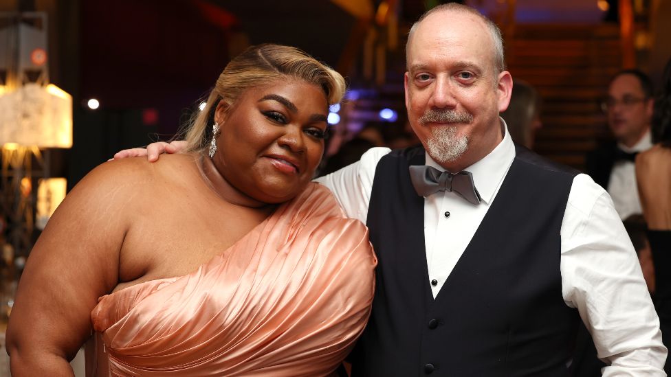 Da'Vine Joy Randolph and Paul Giamatti during the EE BAFTA Film Awards 2024 Dinner at The Royal Festival Hall on February 18, 2024 in London, England
