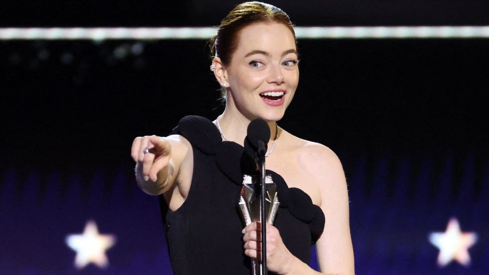 Emma Stone receives the Best Actress Award during the 29th Annual Critics Choice Awards in Santa Monica, California, U.S., January 14, 2024.