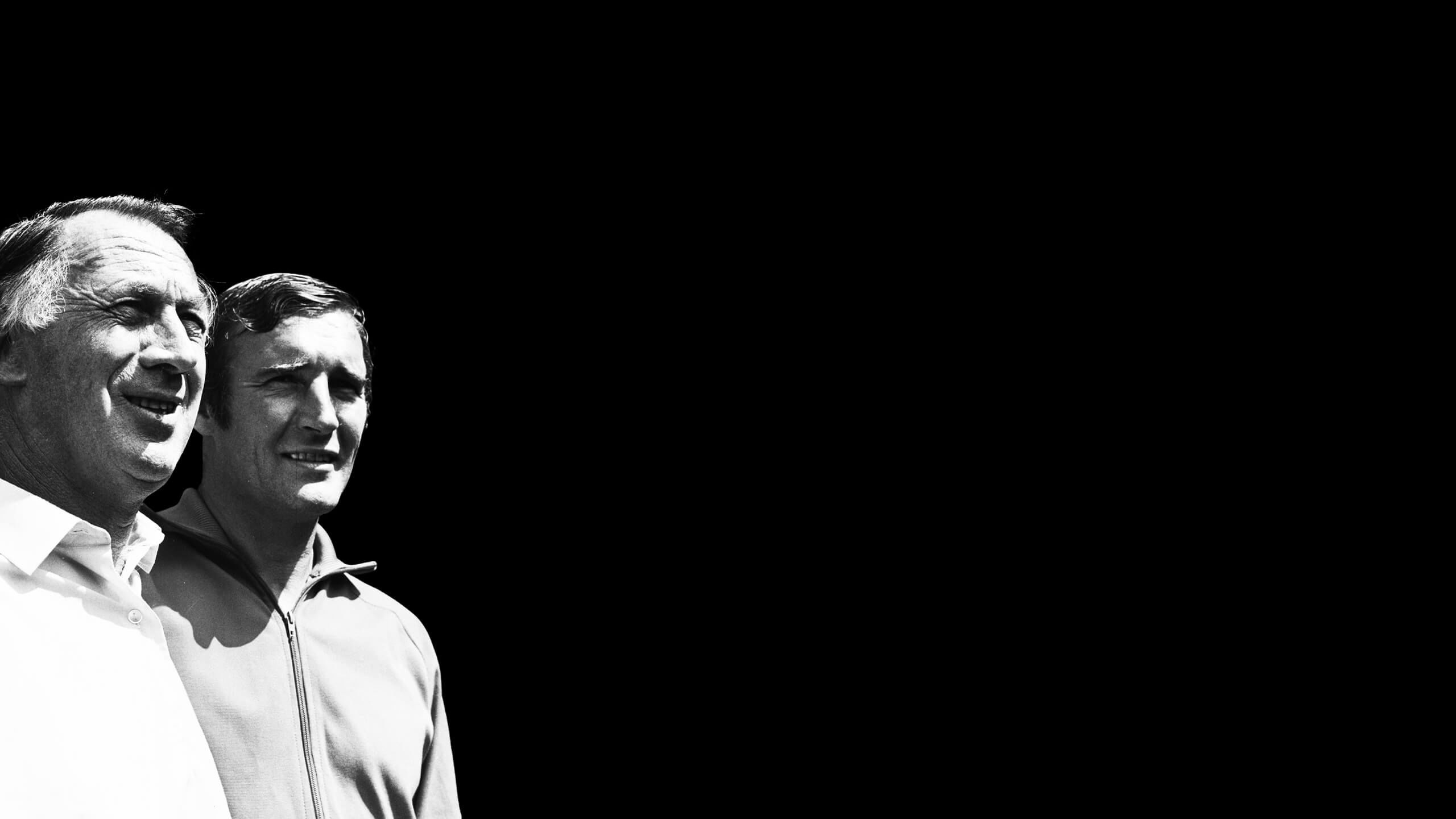 Malcolm Allison (right) the assistant manager of Manchester City FC, with manager Joe Mercer (left)
