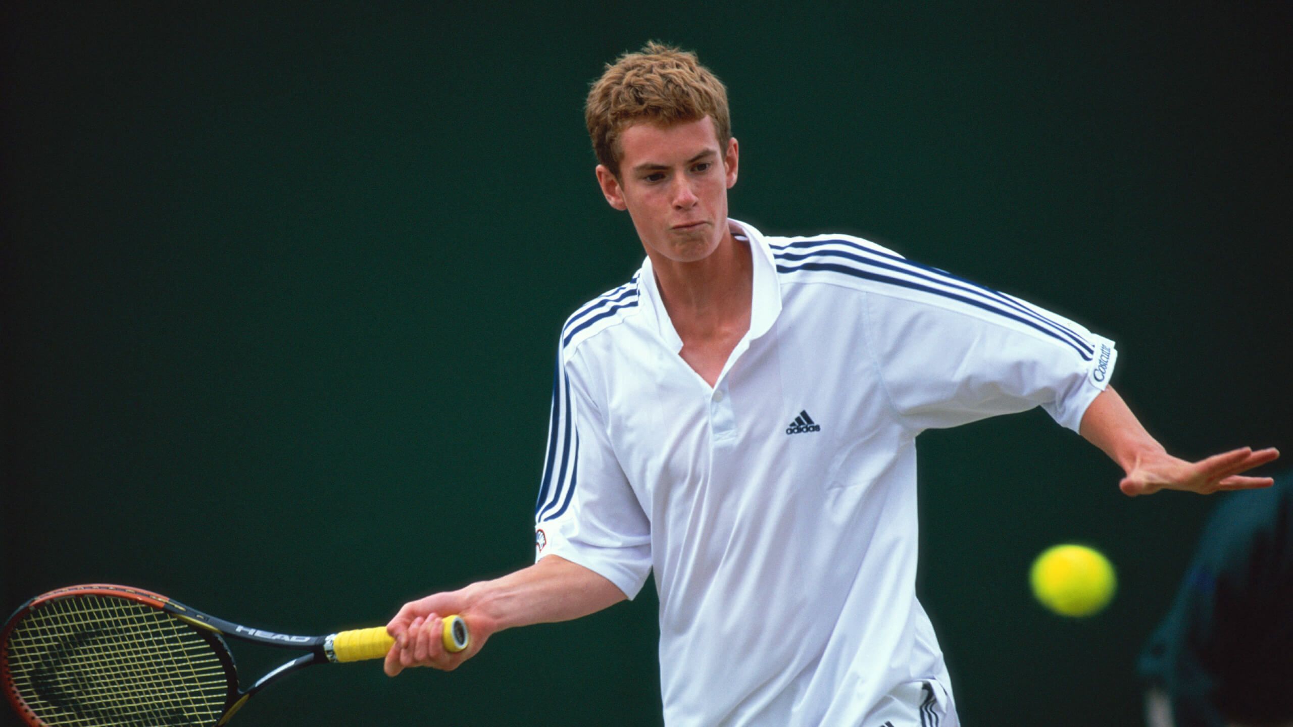 Andy Murray in action during the Wimbledon Boys' Singles in 2002