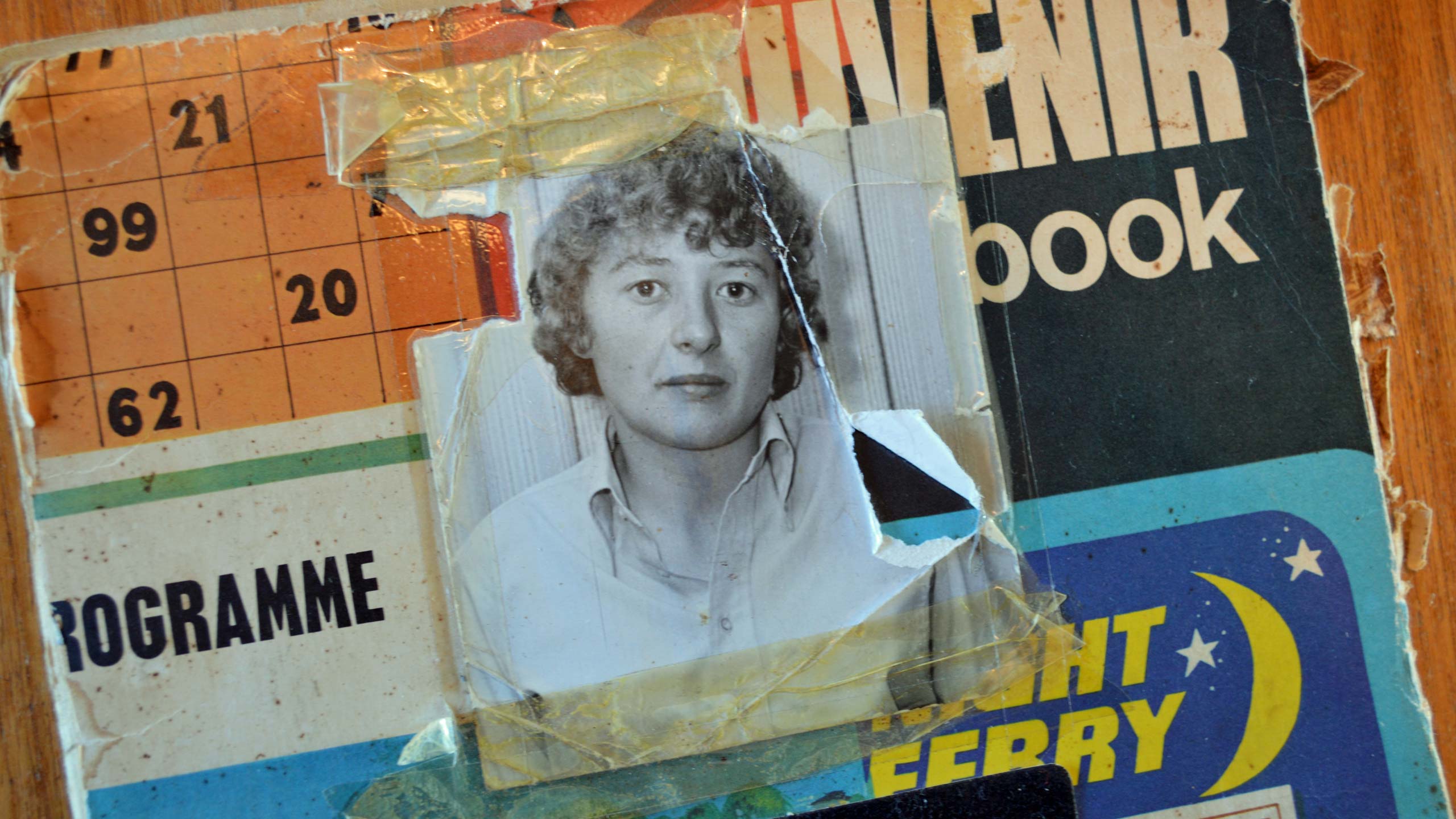 Scrapbook showing photo of Janice Barton