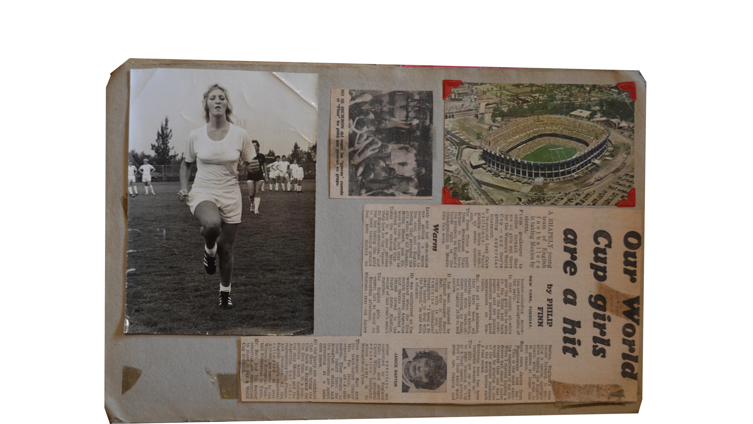 Scrapbook showing Trudy McCaffery in football kit
