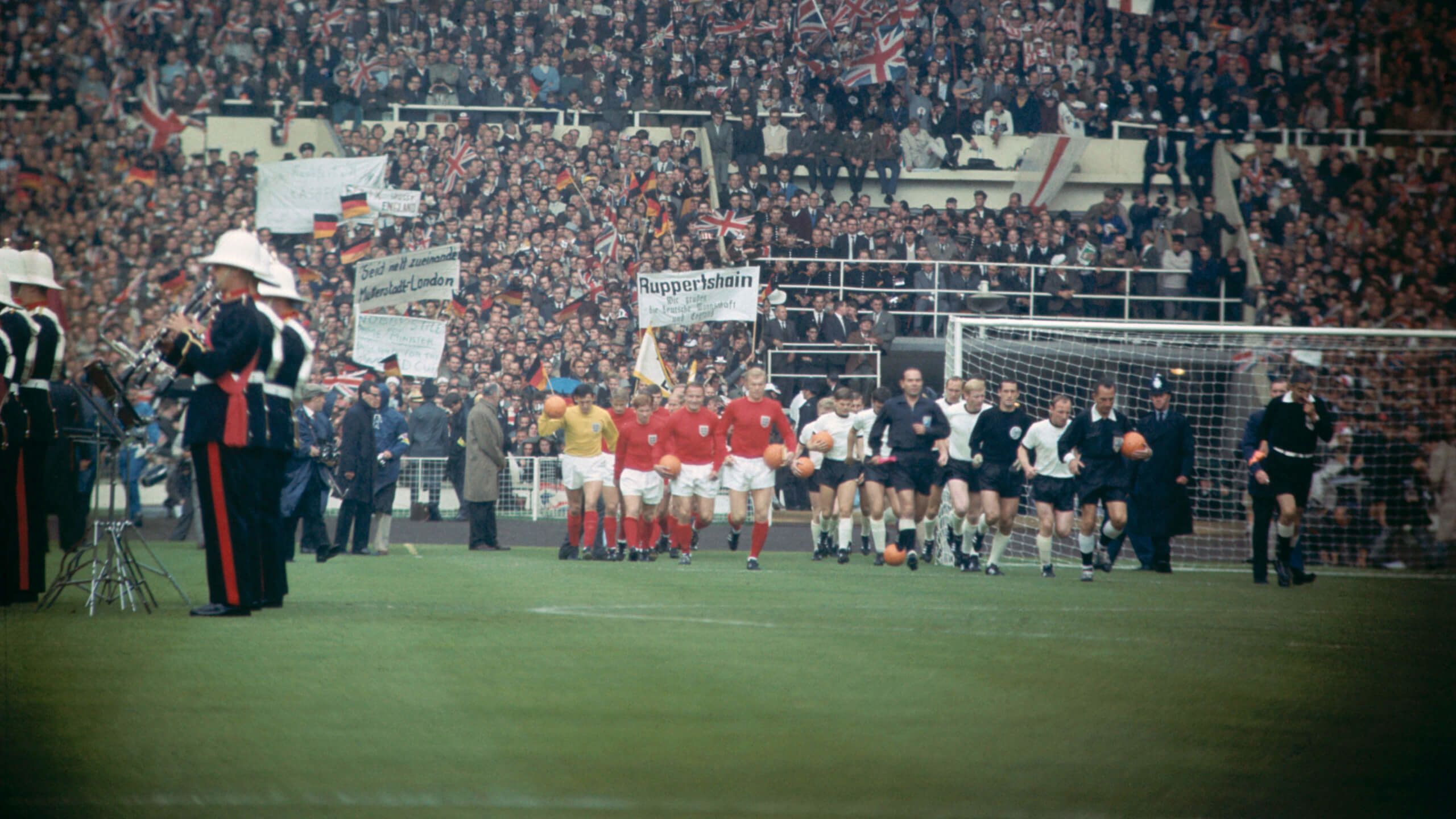 England and West Germany run out at Wembley ahead of the 1966 World Cup final